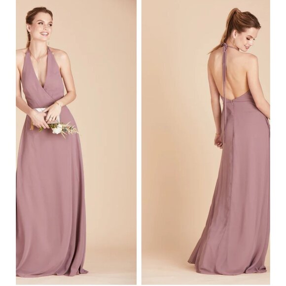 Birdy Grey Moni Dress Sz Large Womens Dark Mauve Bridesmaid Prom Formal Sleevele - Picture 1 of 12